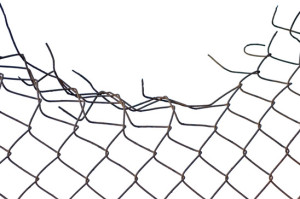 broken chain link fence