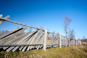 old broken wooden fence