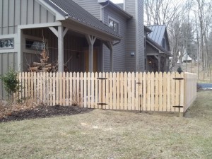Custom spaced picket with double leaf gate