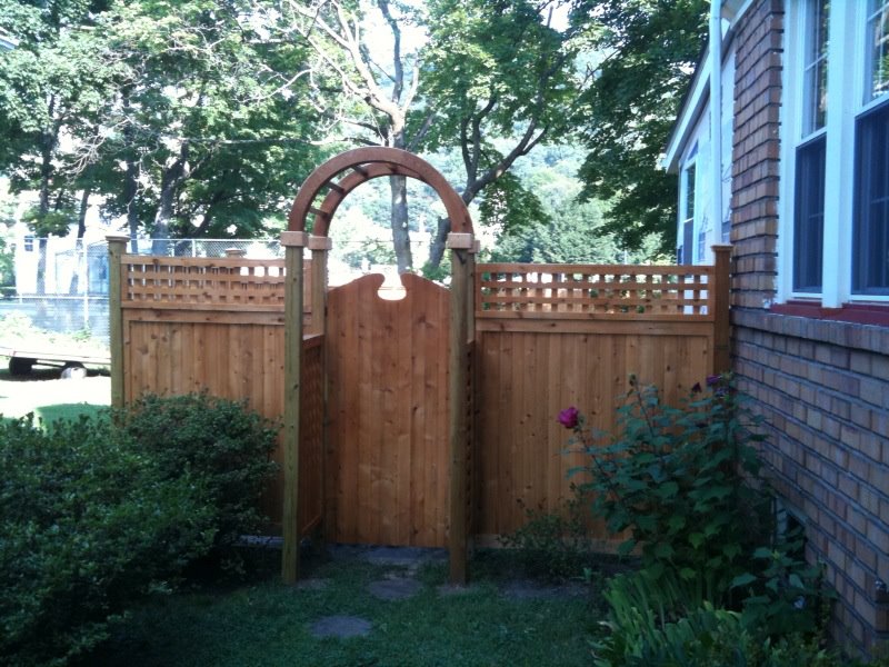 White Cedar Privacy Fence Style, Wooden Fence Gate With Arbor