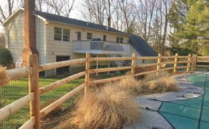 3-Rail Cedar Round Post & Rail w 2x4 BLK Wire